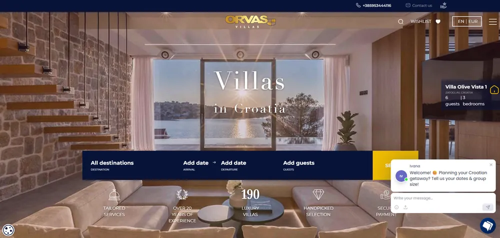 Orvas Villas — Vorhandener Website-Screenshot; das aktuelle Erscheinungsbild kann abweichen.