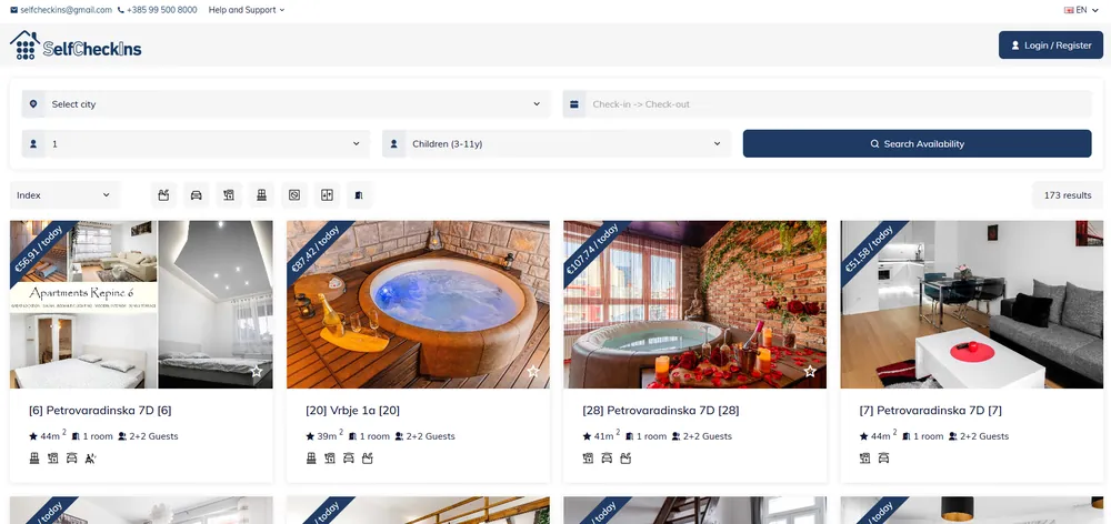 SelfCheckIns — Vorhandener Website-Screenshot; das aktuelle Erscheinungsbild kann abweichen.