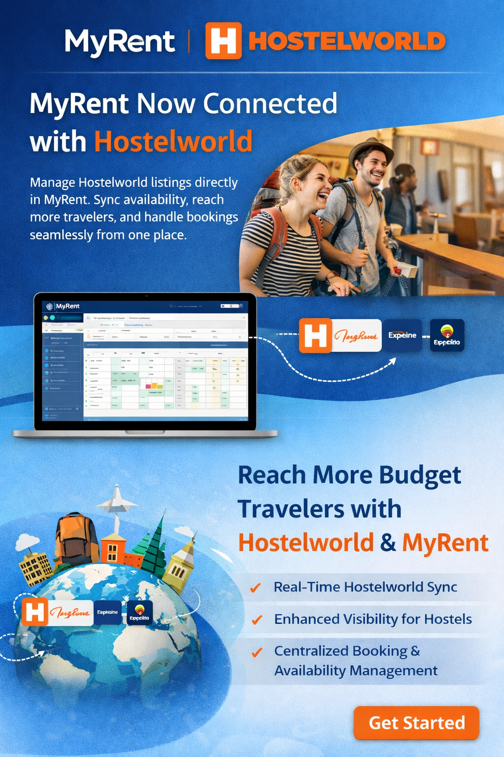 MyRent zur Verwaltung von Hostelworld und weiteren Buchungskanälen